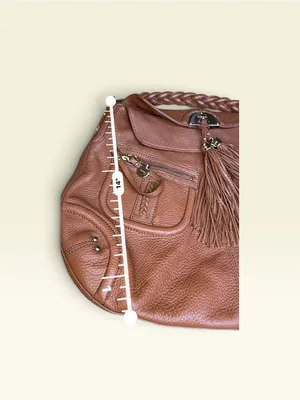 Vintage Bebe Y2K Leather Slouchy Hobo Shoulder Bag Brown Boho Tassel thumbnail 9