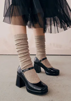 Steve Madden NWT MINGLE Black Satin Platform Mary Jane Heel. Size 9 thumbnail 5