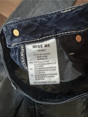 Miss Me Skinny Jeans Size 28 Embroidered Rhinestone Bling Medium Wash 29” Inseam thumbnail 5