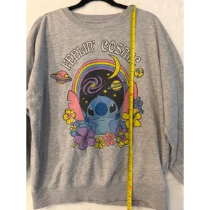 Disney Lilo & Stitch Feelin Cosmic Gray Graphic Sweatshirt Small Celestial Moon‎ thumbnail 4