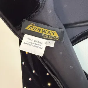 runway collection johnathan kayne Large Black velvet jumpsuit jewel Formal Party thumbnail 10