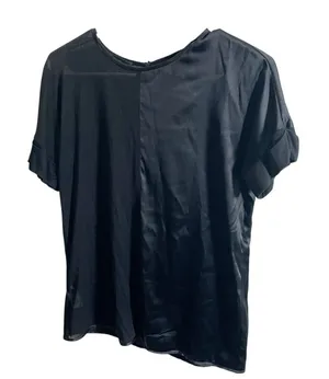 Les Copains Womens Black Satin Short Sleeve Blouse‎ Size 42/ S thumbnail 1