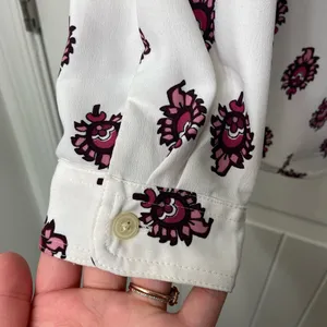 EUC LOFT women’s white pink printed pattern full button front long‎ sleeve shirt thumbnail 2