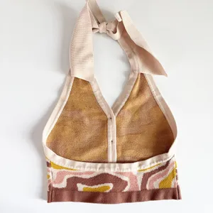 THE KRIPT Womens Swoosh Knit Retro 70s Swirl Halter Boho Festival Top Size XS/S‎ thumbnail 9