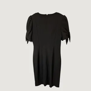 Calvin Klein Womens Black Puff Sleeve Tie Detail Sheath Dress Size 4 Solid LBD thumbnail 3