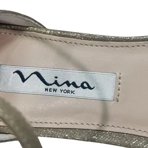 Nina New York Gold Sandals with Silver Glitter Rhinestone Ankle Strap Size 6M thumbnail 6