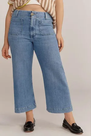 Maeve Light Blue Wide-Leg Cropped Jeans thumbnail 1