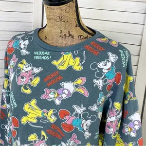 Disney‎ Mickey Mouse And Friends Crop Sweatshirt Gray Multi Medium thumbnail 5