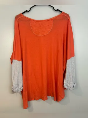 NWT We The Free People Star Henly Orange & Grey Distressed Oversized Top Small thumbnail 8