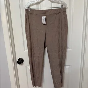 NWT J Jill‎ Linen Stretch Pull On Ankle Pant in Saddle Khaki Tan sz medium p thumbnail 2