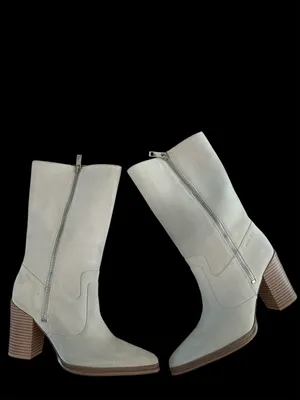 Franco Sarto® Jaxon midcalf Suede boot, White Chalk, Size 7.5, NWOT Display pair thumbnail 5