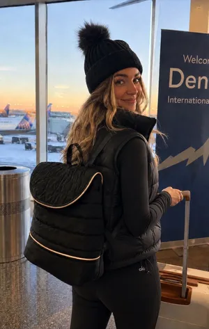 Stella & Dot ‘Crush It’ Black Quilted Backpack with Rose Gold Hardware NWOT thumbnail 1