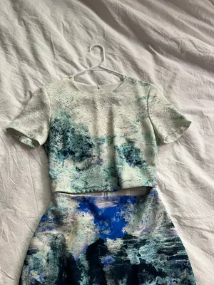 Bec + Bridge blue watercolor cut out short sleeve mini dress 4 thumbnail 8