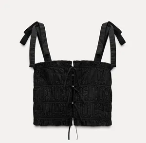ZARA Poplin Top with Bow and Jewels thumbnail 2