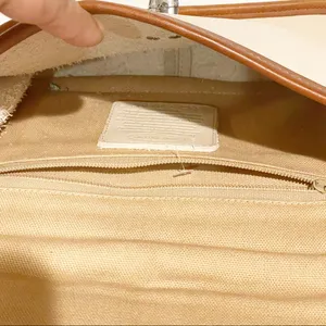 Brighton Vintage Leather Beige Cream‎ Pebbled Brown Trim Braided Crossbody Bag thumbnail 3