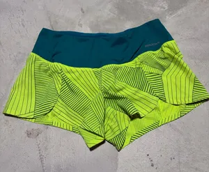 Brooks Neon Lime Running Shorts with Teal Waistband thumbnail 1