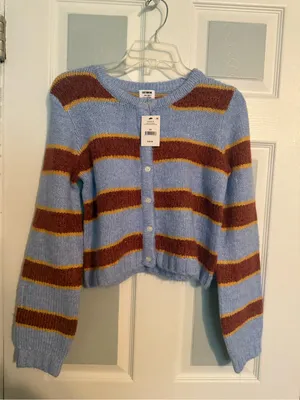 Cotton On Luxe Striped Crewneck Cardigan thumbnail 2