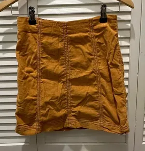 Free People‎ mustard corduroy mini skirt size 2 thumbnail 1
