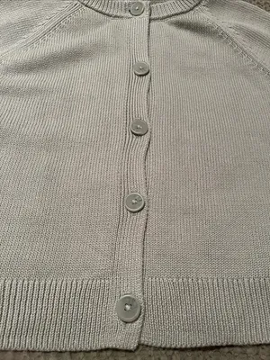 NWT Cropped Sage Green Button-Front Cotton Cardigan thumbnail 4