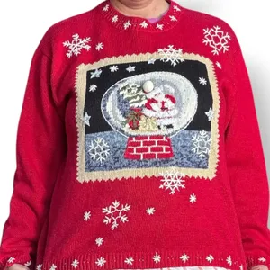 Vintage Y2K Tiara International Santa‎ Snow Globe Red Christmas Holiday Sweater thumbnail 11