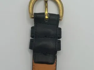 Vintage Coach Navy Blue Leather Women’s Belt with Brass Buckle Size Medium thumbnail 6