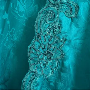 Y2K Victoria’s Secret Robe Floral Embroidered Beaded Size M/Large Teal Blue VTG thumbnail 7