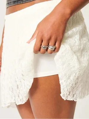 NWOT Hollister Lace Mini Skirt in White thumbnail 2