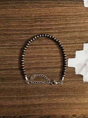 Handmade 4mm Brushed Steel Western Pearl Bracelet thumbnail 2