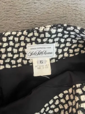 Saks Fifth Avenue Black and White Textured Pencil Skirt thumbnail 2