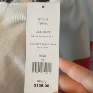 French connection decadence multi stripe crew med. thumbnail 3