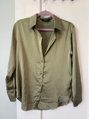 Green Satin Dress Shirt thumbnail 1