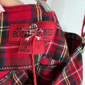 Royal Bones Red Plaid Suspender Mini Skirt Goth Punk Grunge Pleated NWT Size L thumbnail 2