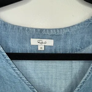 Rails Zimi Denim V Neck Bell Sleeve‎ Frayed Hem Shirt Top XS thumbnail 6