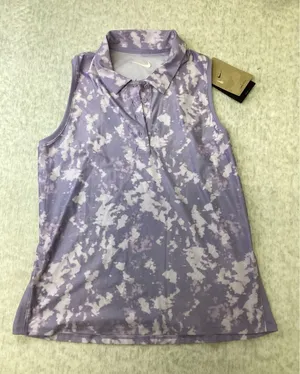 Nike‎ Womens Dri-FIT Golf Polo Sleeveless Purple Abstract Slim Fit FZ6891-533 S thumbnail 1
