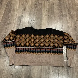 Gimmicks By Bke Buckle Women's Sweater Size M Fair Isle Cropped Oversized Boho thumbnail 5
