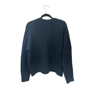 NWT Madewell Calina Deep V-Neck Sweater Black Size Large Merino Wool Long Sleeve thumbnail 3