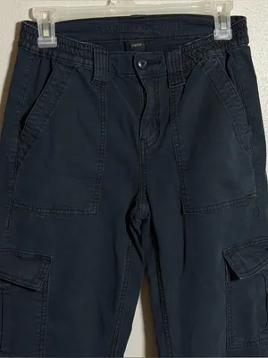American Eagle Women Stretch Dark Navy Cargo Baggy Pants Utility Style‎ size 0 thumbnail 4