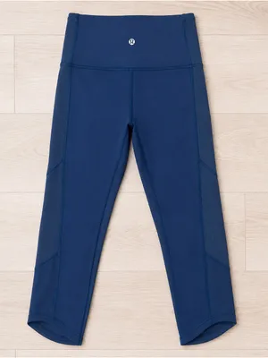 Lululemon Blue High Rise Cropped Leggings Stretchy Supportive Flatlock Yoga Gym thumbnail 3