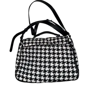 Vera Bradley Turnlock Crossbody bag purse VB black and white houndstooth print thumbnail 2