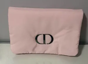 Dior Pale Pink CD Logo Pouch with Silver Emblem thumbnail 1