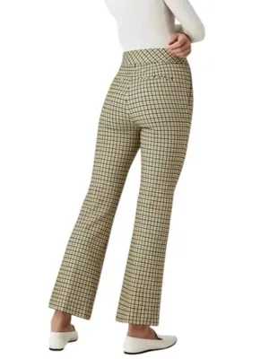 Spanx Houndstooth Kick Flare Yellow and Brown Print Pants Size Small thumbnail 2