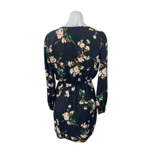 Honey Punch Women's Multicolor Floral V Neck Long Sleeve Mini Wrap Dress Sz S/M thumbnail 3