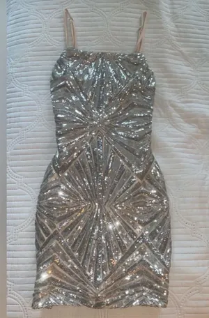 Lulus Silver Sequin Dress thumbnail 3