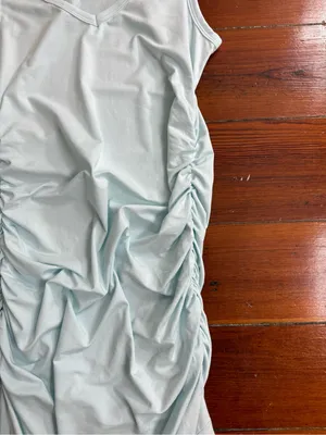 Beyond Yoga Fit The Mood Bodycon Ruched Midi Dress Light Blue Sz S 🧡🍄 thumbnail 7