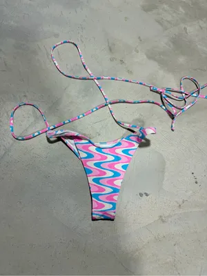 Frankies bikinis x wildflower Tie-Waist Bikini Bottom Pastel Swirl small thumbnail 6