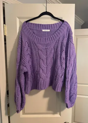 Mustard Seed Purple Cable Knit Sweater thumbnail 1