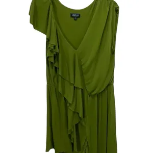 Allen B. Olive Green Ruffle V-Neck Romper Size L thumbnail 2