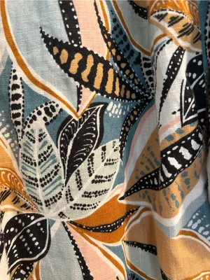 Garnet Hill Women’s Linen Artist Smock Dress Leaf Print Multicolor Summer Relaxe thumbnail 12