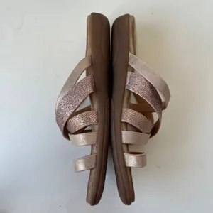 Patrizia Y2K Glitter Sandals Womens Sz 6.5 Rose Gold Boho Resort Euro Summer thumbnail 4