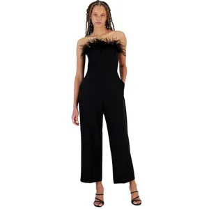 Sam Edelman Women's Strapless Feather-Trim Jumpsuit 40H144-S4 Black 6 thumbnail 5